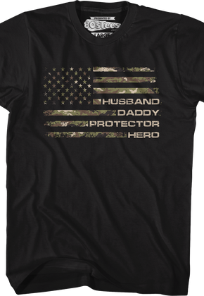 Husband Daddy Protector Hero Flag T-Shirt