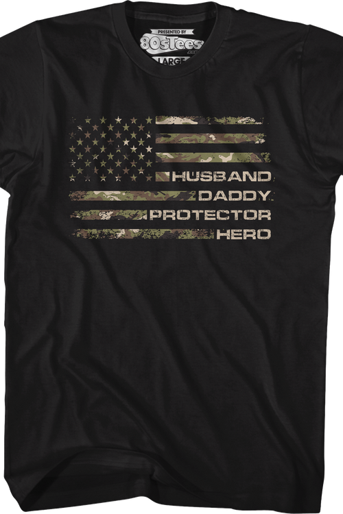 Husband Daddy Protector Hero Flag T-Shirt