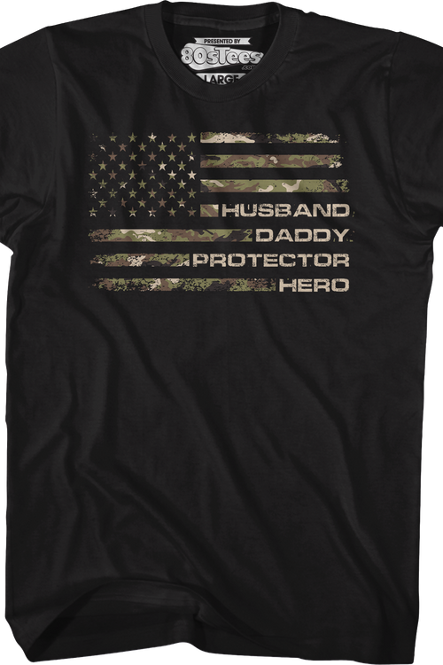 Husband Daddy Protector Hero Flag T-Shirt