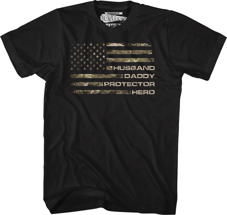 Husband Daddy Protector Hero Flag T-Shirt