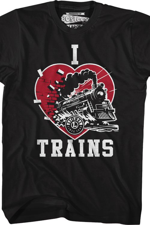 Black I Love Trains Lionel Trains T-Shirt