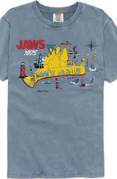 Jaws 75 Island Map Comfort Colors Brand T-Shirt