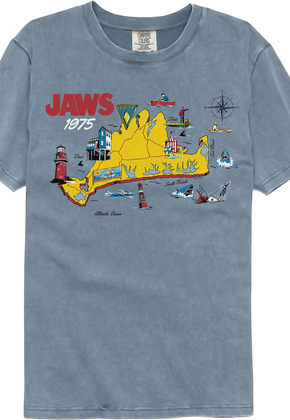 Jaws 75 Island Map Comfort Colors Brand T-Shirt