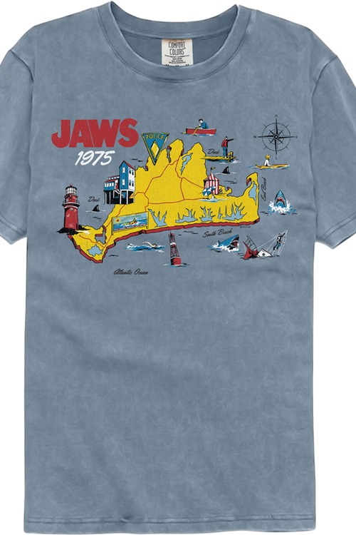 Jaws 75 Island Map Comfort Colors Brand T-Shirt
