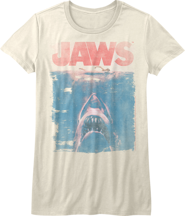 Womens Distressed Movie Poster Jaws Shirt