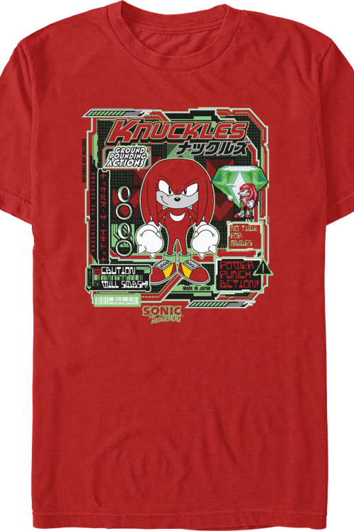 Knuckles Ground Pounding Actions Sonic The Hedgehog T-Shirt