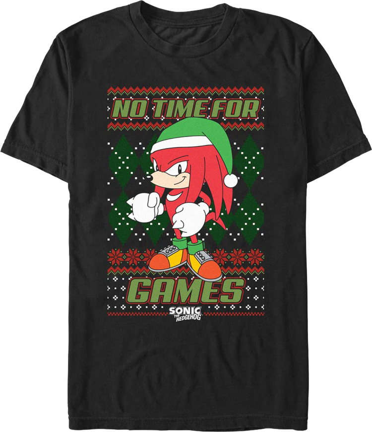No Time For Games Faux Ugly Sweater Sonic The Hedgehog T-Shirt