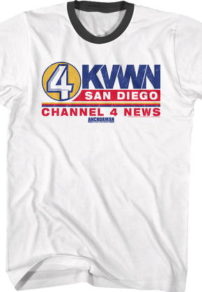 KVWN Channel 4 News Logo Anchorman Ringer Shirt