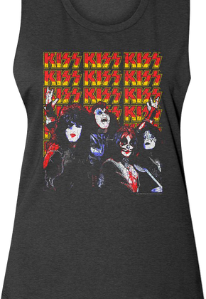 Ladies Band Members And Logos KISS Muscle Tank Top