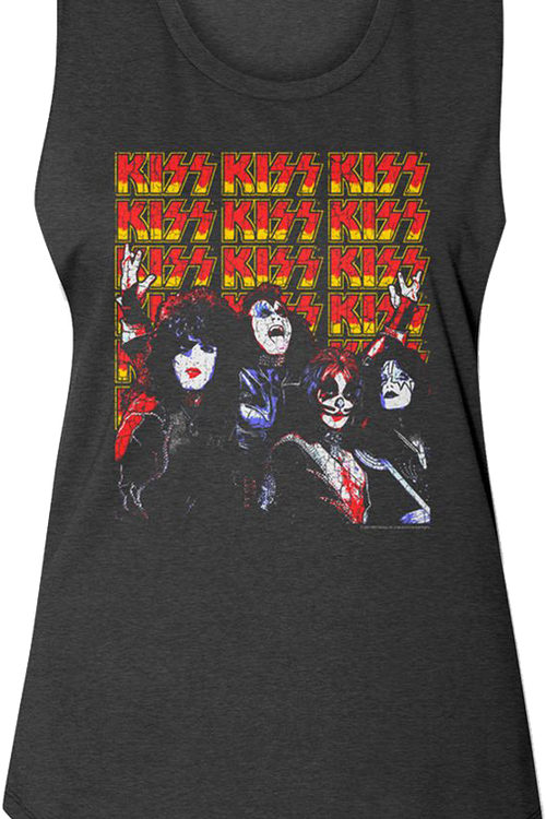 Ladies Band Members And Logos KISS Muscle Tank Top
