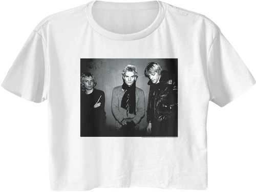 Ladies Black And White Photo The Police Crop Top