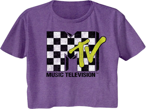 Ladies Checkerboard Logo MTV Crop Top