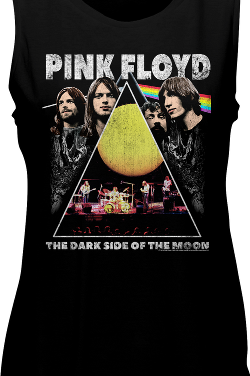 Ladies Dark Side of the Moon Collage Pink Floyd Muscle Tank Top