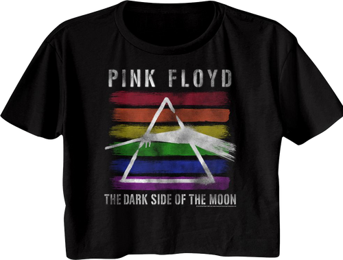 Ladies Rainbow Dark Side of the Moon Pink Floyd Crop Top