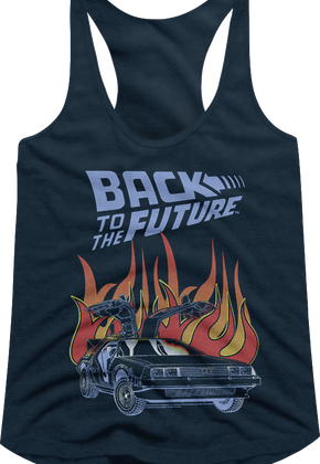 Ladies DeLorean Flames Back To The Future Racerback Tank Top