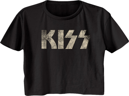 Ladies Distressed Logo KISS Crop Top