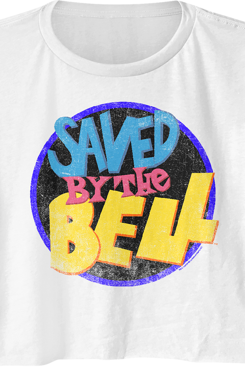 Ladies Distressed Logo Saved By The Bell Crop Top