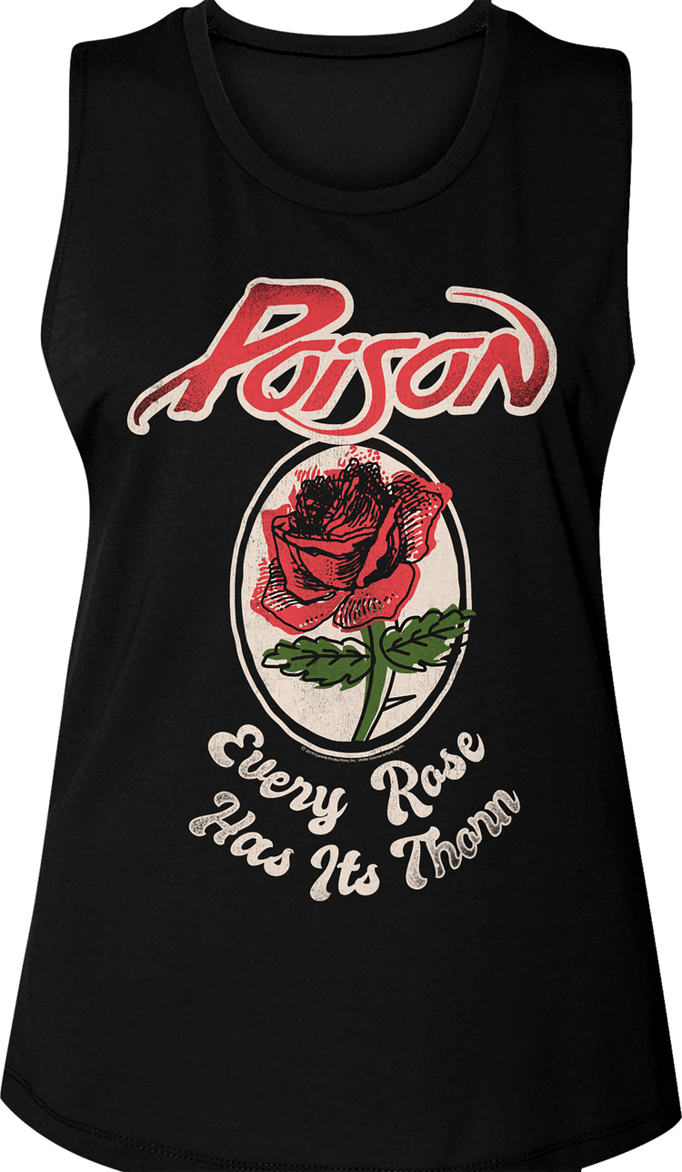 Ladies Every Rose Has Its Thorn Poison Muscle Tank Top