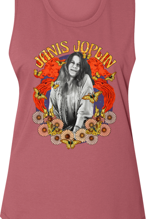 Ladies Flower Power Janis Joplin Muscle Tank Top