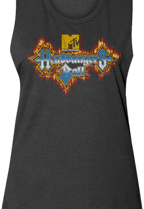 Ladies Headbangers Ball Flaming Logo MTV Muscle Tank Top