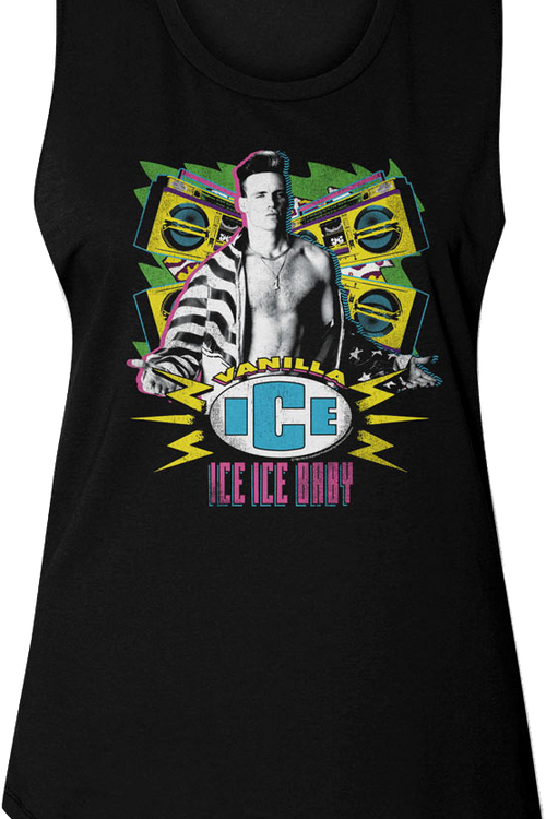 Ladies Ice Ice Baby Stereos Vanilla Ice Muscle Tank Top