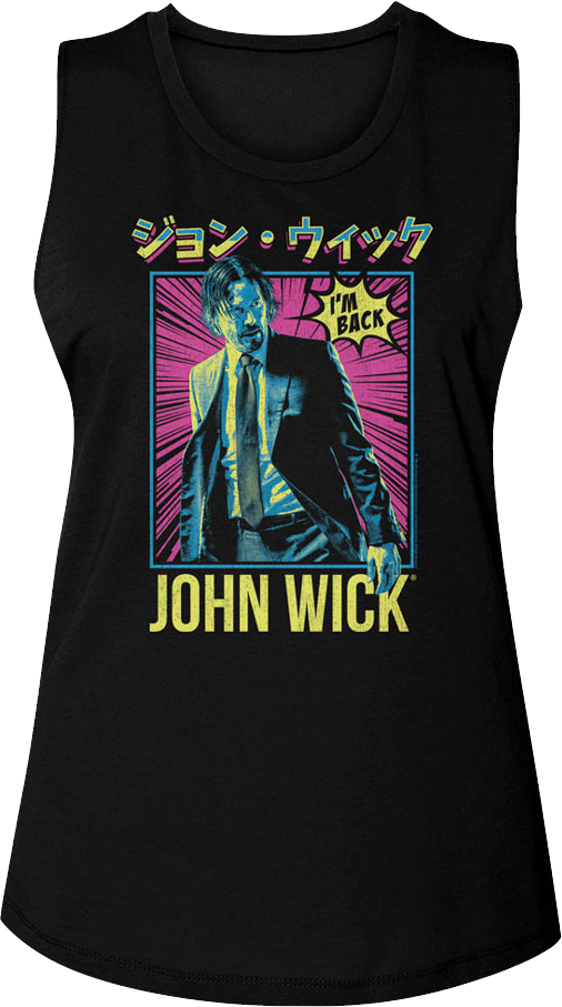 Ladies Japanese Poster John Wick Muscle Tank Top