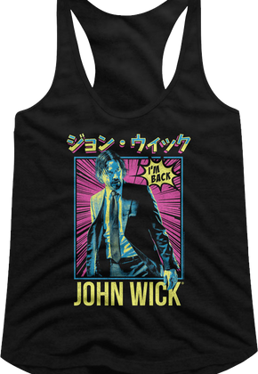 Ladies Japanese Poster John Wick Racerback Tank Top