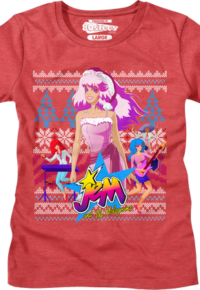 Ladies Jem and the Holograms Faux Knit Christmas Shirt