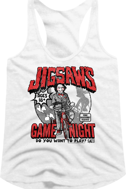Ladies Jigsaw's Game Night Saw Racerback Tank Top