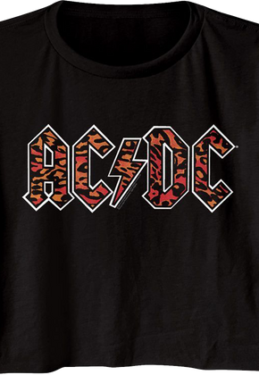 Ladies Leopard Print Logo ACDC Crop Top