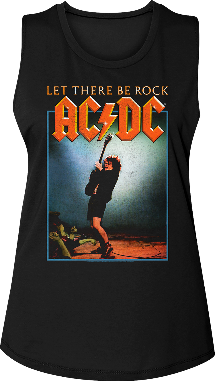 Ladies Let There Be Rock Album Cover ACDC Muscle Tank Top
