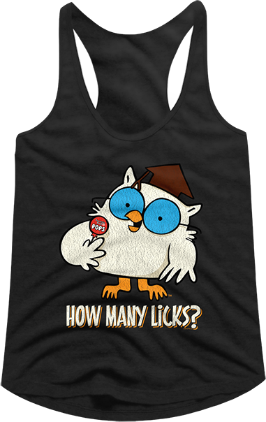 Ladies Mr. Owl How Many Licks Tootsie Pop Racerback Tank Top