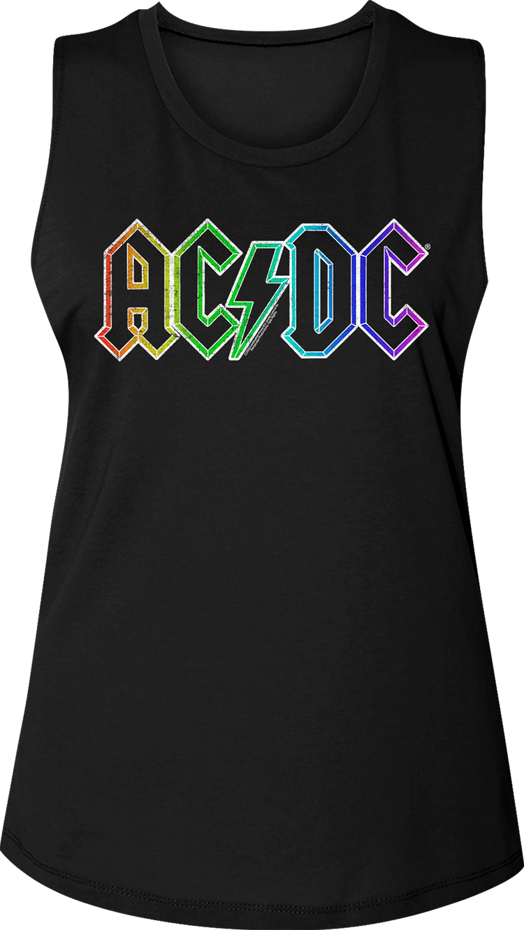Ladies Neon Logo ACDC Muscle Tank Top