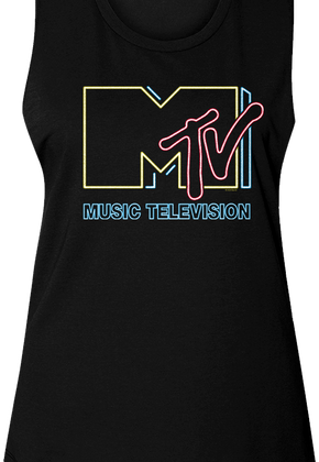 Ladies Neon Logo MTV Muscle Tank Top