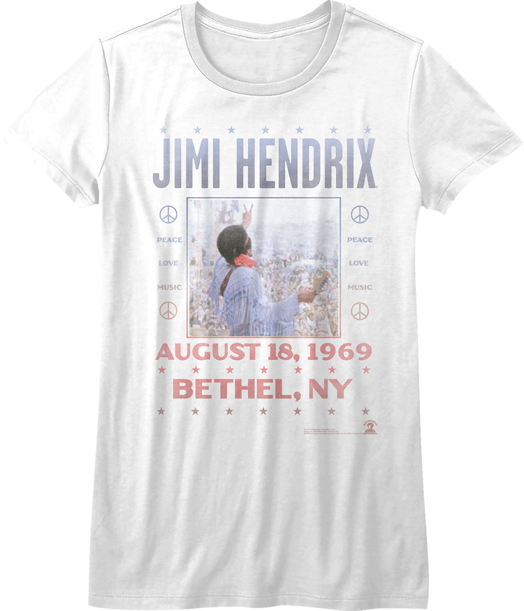 Womens Peace Love Music Jimi Hendrix Shirt