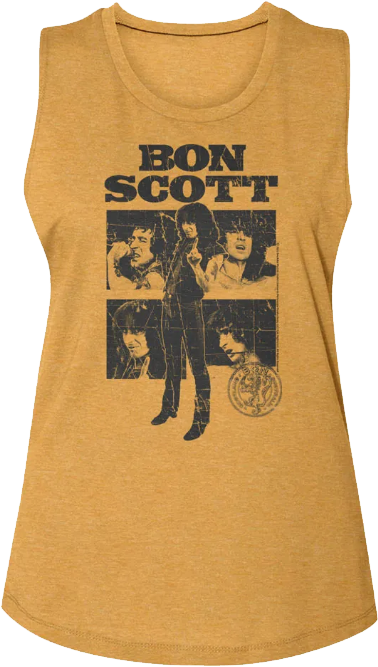 Ladies Retro Collage Bon Scott Muscle Tank Top