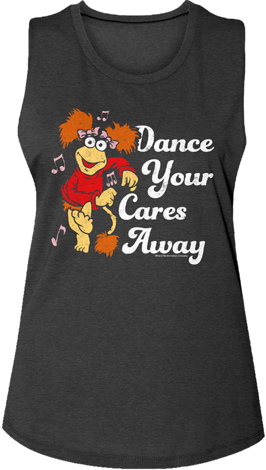 Ladies Retro Dance Your Cares Away Fraggle Rock Muscle Tank Top