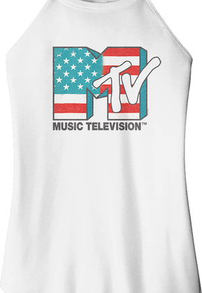 Ladies Stars And Stripes Logo MTV Sleeveless Rocker Tank Top