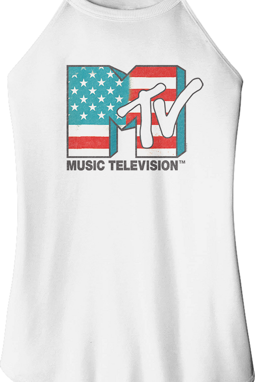 Ladies Stars And Stripes Logo MTV Sleeveless Rocker Tank Top