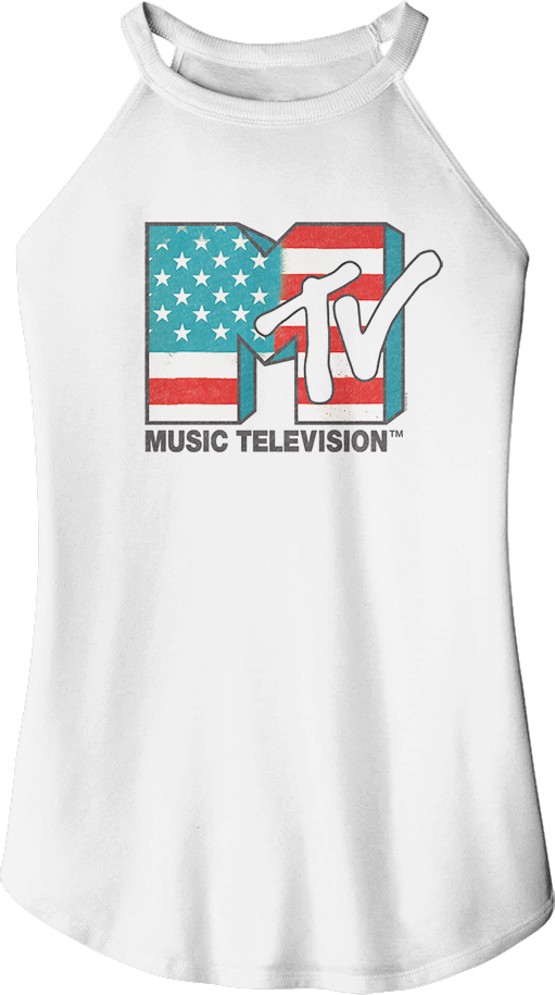 Ladies Stars And Stripes Logo MTV Sleeveless Rocker Tank Top