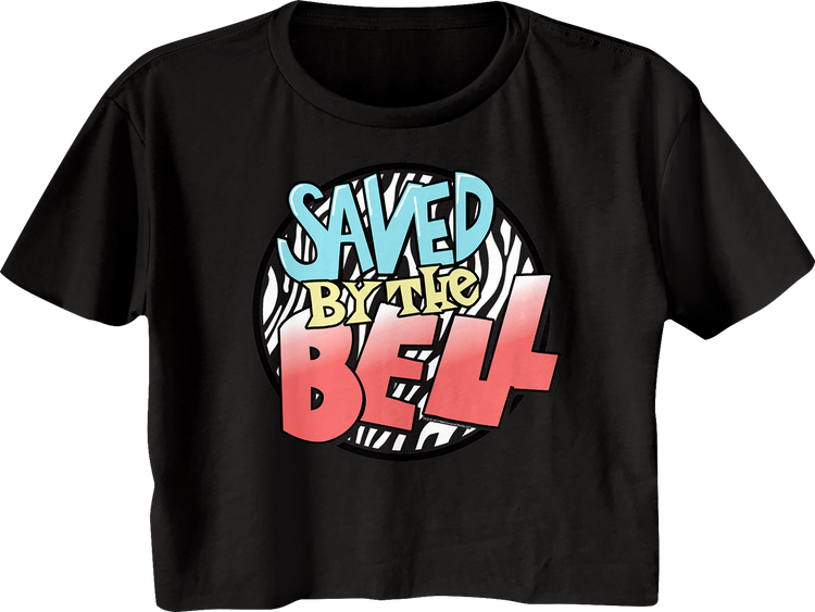 Ladies Striped Logo Saved By The Bell Crop Top