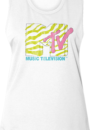 Ladies Stripes Logo MTV Muscle Tank Top