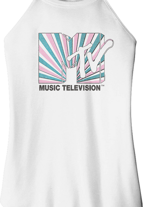 Ladies Tie Dye Stripes Logo MTV Sleeveless Rocker Tank Top