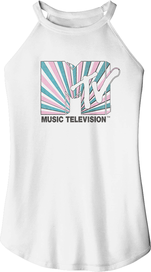 Ladies Tie Dye Stripes Logo MTV Sleeveless Rocker Tank Top
