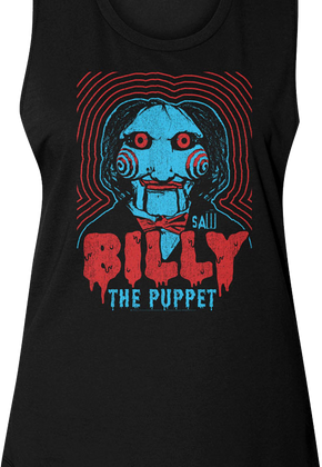 Ladies Vintage Billy the Puppet Saw Muscle Tank Top