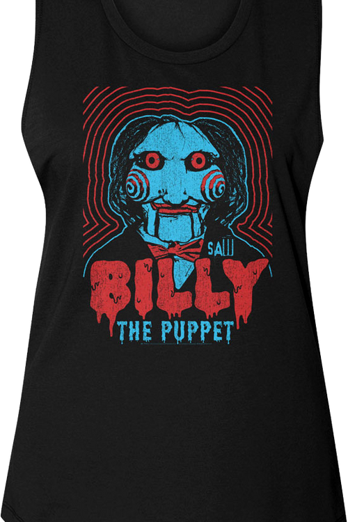 Ladies Vintage Billy the Puppet Saw Muscle Tank Top