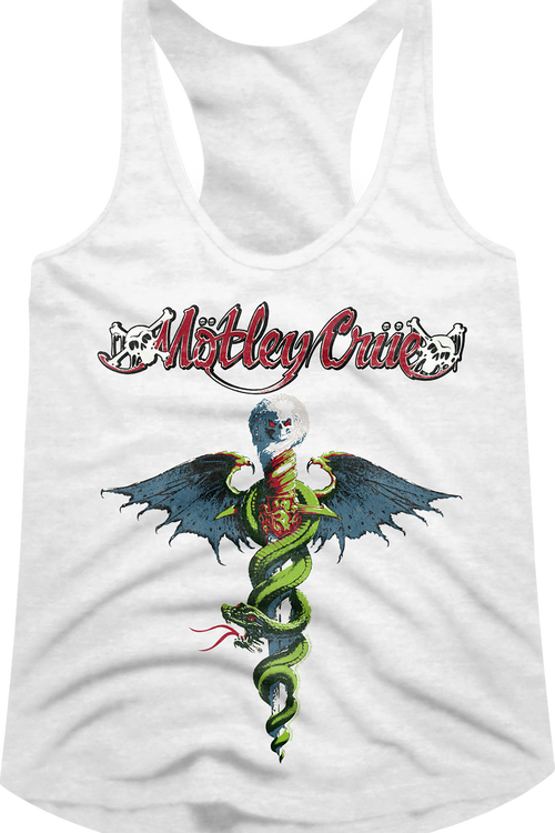 Ladies White Dr. Feelgood Motley Crue Racerback Tank Top