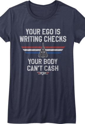 Womens Writing Checks Top Gun Shirt