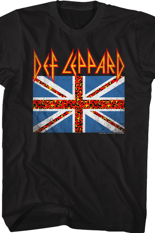 Leopard Print Union Jack Def Leppard T-Shirt