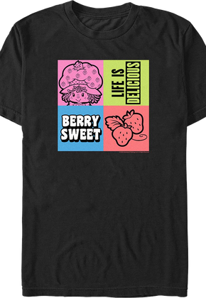 Life Is Delicious Squares Strawberry Shortcake T-Shirt